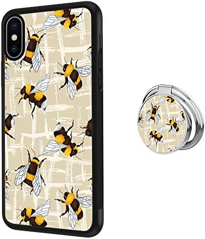 iPhone Xs X 10 case Bumble Bee Full Body Case with Holder Ring Cover Slim Fit Heavy Duty Protection case Shockproof case Compatible with iPhone Xs X 10