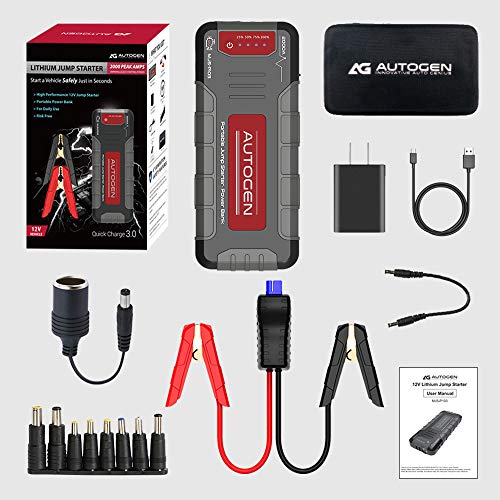 AUTOGEN 2000A Portable Car Jump Starter, 12V Lithium Battery Charger with USB Quick Charge 3.0, 74WH High Power Bank Battery Jumper Box Pack Booster for Cars Trucks SUV - Thumbnail 6