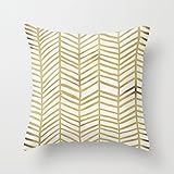 HLPPC Gold Herringbone 18 X 18 Creative Fashion Polyester Square Decorative Throw Pillow Cover