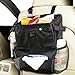 Zone Tech 2-in-1 Classic Black Car Organizer- Durable Fully Leak Proof Vehicle Litter Bag and Practical Car Tissue Dispenser/Baby Wipe Holder