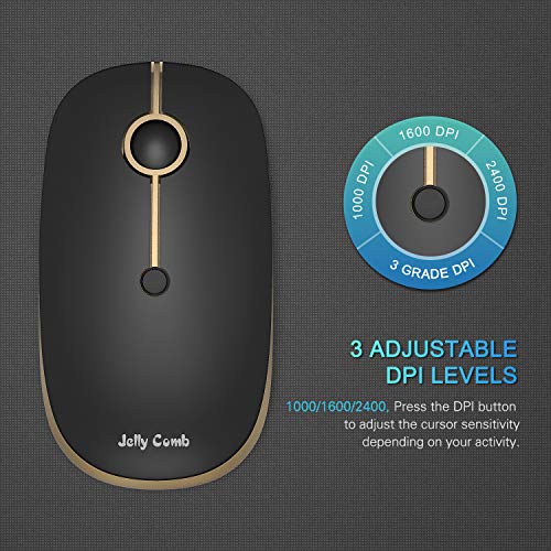 Rechargeable 2.4GHz Wireless Bluetooth Mouse, Jelly Comb Slim Noiseless