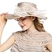 WELROG Women's Derby Church Dress Hat - Wide Brim Floppy Floral Ribbon UPF Protection Wedding Sun Hats(Khaki)