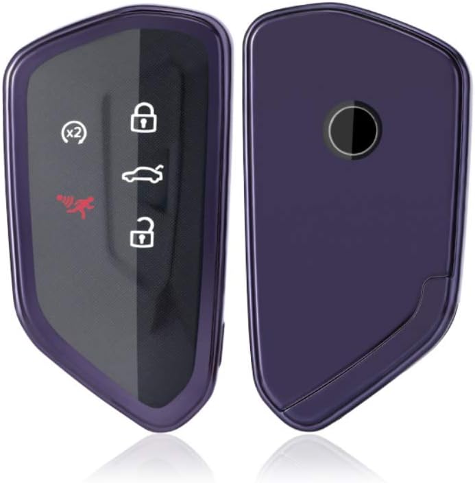 ontto 1 Piece Car Key Case for VW Soft TPU Key Cover Holder Protector for Volkswagen Golf 8 Seat Leon MK 5 Tarraco Ateca Skoda Octavia Remote Key Fob Keyring-Dark Purple