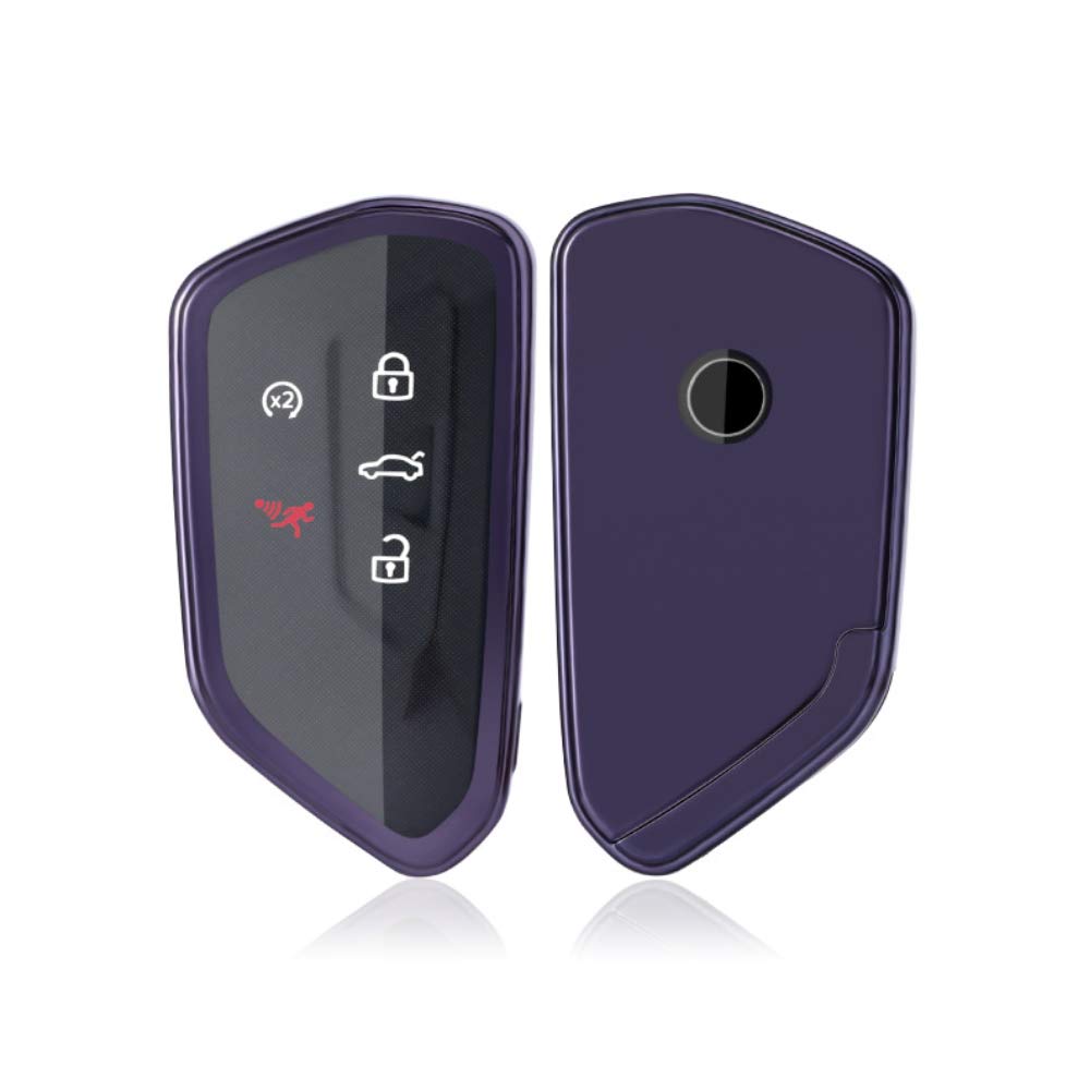 ontto 1 Piece Car Key Case for VW Soft TPU Key Cover Holder Protector for Volkswagen Golf 8 Seat Leon MK 5 Tarraco Ateca Skoda Octavia Remote Key Fob Keyring-Dark Purple