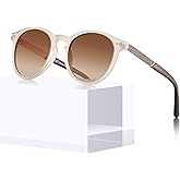 CARFIA Retro Acetate Round Polarized Sunglasses For Women UV Protection, Small Face Frame Vintage Circle Shades CA5201