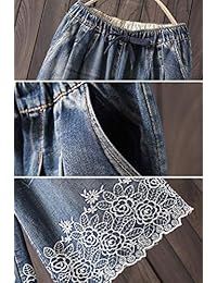 Pantalones vaqueros para dama, con cordel de ajuste, cintura ancha, pierna