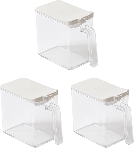 Amazon セット販売 B2c スパイスコンテナ 3個入り ホワイト サラサデザイン 調味料入れ 小麦粉 砂糖 塩 入れ おしゃれ スリム 調味料入れ オンライン通販