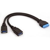 BSHTU 20 Pin Header Convert to Two USB 3.0 Female A Type Lead(25cm) | USB 3.0 Motherboard Adapter Cable for DIY Gaming PC