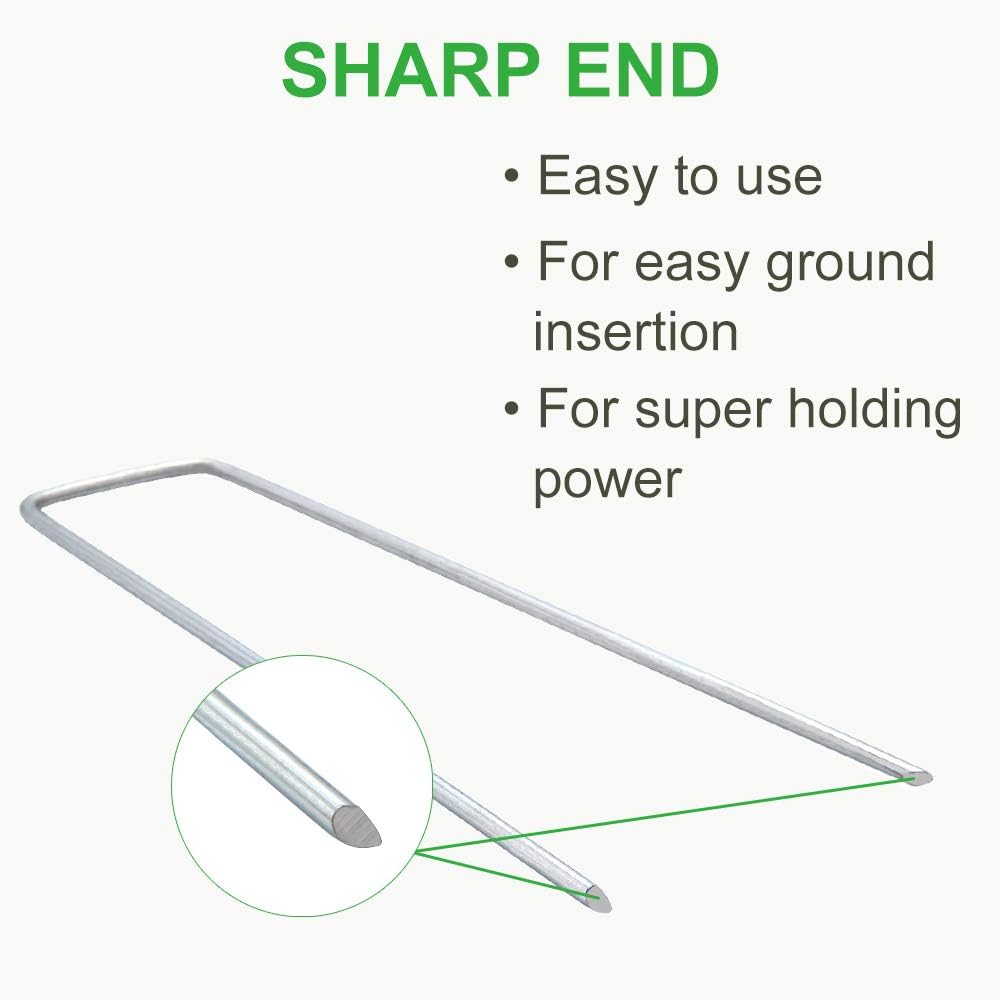 GROWNEER 100 Packs 6 Inches Heavy Duty 11 Gauge Galvanized Steel Garden Stakes Staples Securing Pegs for Securing Weed Fabric Landscape Fabric Netting Ground Sheets and Fleece : Garden & Outdoor