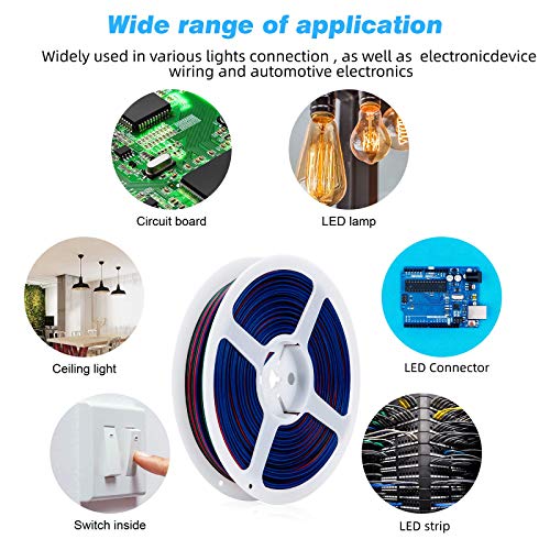 4 Pin 100Ft/30.5m RGB LED Strip Wire Extension Cable, 22 Gauge LED Electric Wire for 5050 LED