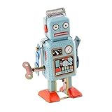 Soledi Funny Dark & Green Clockwork Spring Wind Up Metal Walking Robot Retro Vintage Mechanical Kids Children Toy Gift