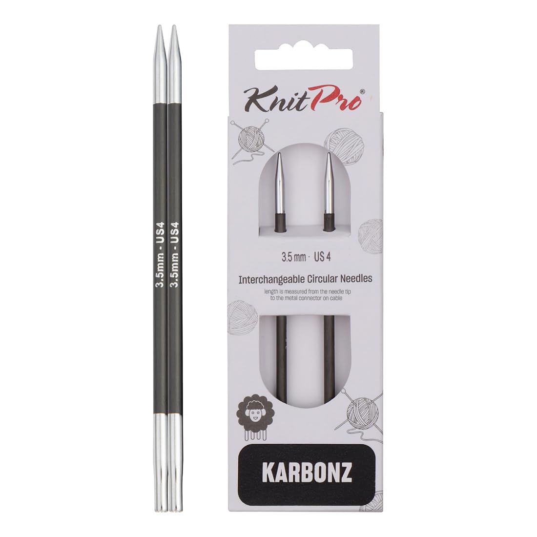 KnitPro Karbonz Interchangeable Circular Needles 5" (13cm) | 3.50 mm