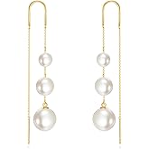 KECHO 10K/14K/18K Gold Freshwater Pink/Black/White Pearl/Turquoise/Onyx/Opal Earrings, Dainty Pearl Earrings for Women, Hypoallergenic Elegant Jewelry Gift for Her