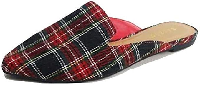 tartan mule slippers