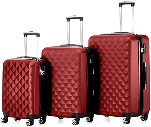 Timmari Hard Lightweight Expandable ABS Luggage Set – 29" + 26" + 21" Premium Quality Sturdy &amp; Durable Hardshell - Double Wheels – Strong Zipper &amp; Number Lock (Wine)