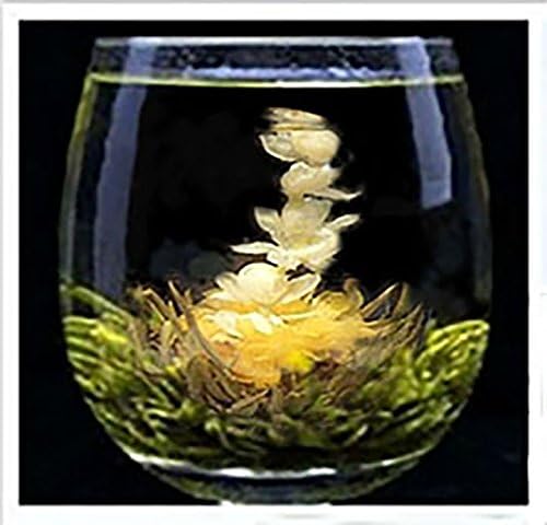 Organic 100% Natural Raw 12 Blooming Green Tea Balls Gift Bag with Jasmine and Calendula Flowers