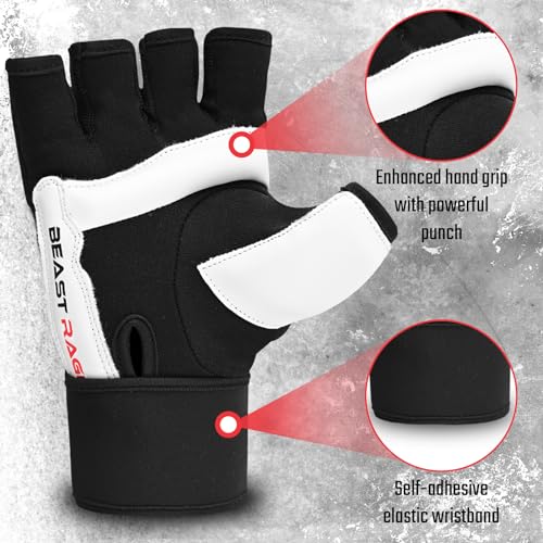 BEAST RAGE MMA Gloves Martial Arts Punch Bag Taekwondo Karate Mittens Gloves for Men and Women, Half Finger MMA Kickboxing Sparring Boxing Training Gloves