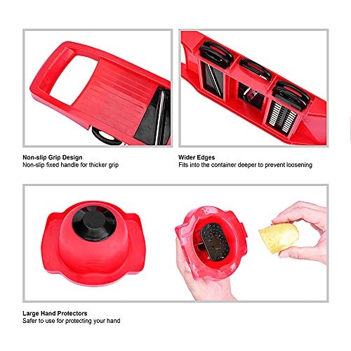AIYEGO Mandoline Slicer, Multifunctional Vegetable Cutter Slicers with Hand Protector & Peeler, 6-in-1 Interchangeable Blades of Straight Cut/Julienne/Wave Shape/Grinding Paste