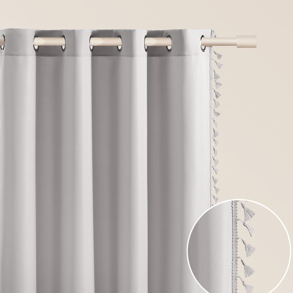 ROOM99 Lara Curtain with Silver Eyelets, 140 x 260 cm, Width x Height Sliding Curtains, Modern Curtain, Living Room, Bedroom, Light Grey, Pack of 1