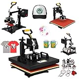 VEVOR Heat Press Machine15x15inch 8 in 1 Digital Multifunctional Sublimation Auto-Countdown Heat Presser for T Shirts Hat Mug (Black, 15x15INCH/8IN1)