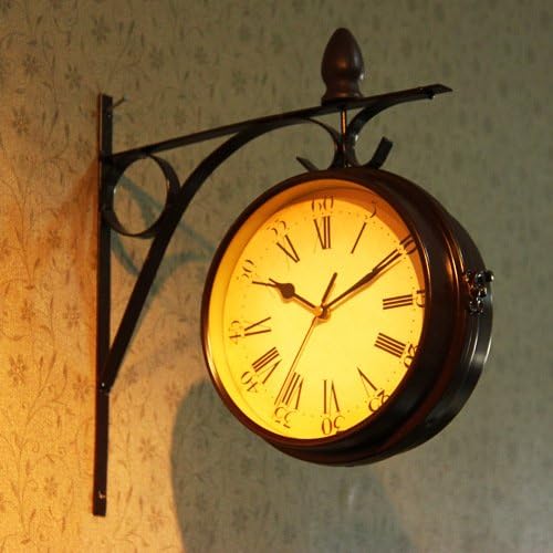 European Retro Fashion Creative Home Wall Clock Pastoral wall Clock-sided Hanging Clocks.
