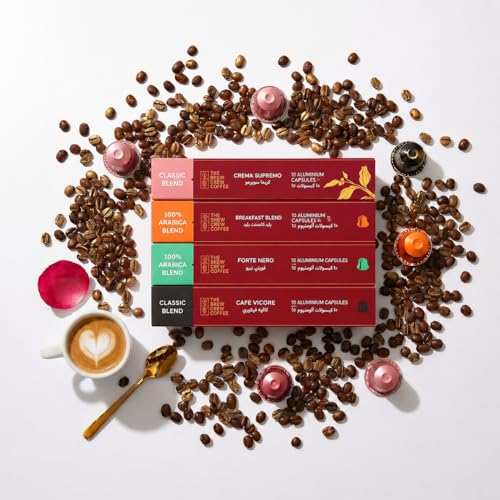 The Brew Crew Coffee Nespresso Compatible Capsules Variety Pack | 40 Count | 4 Signature Flavors: Breakfast Blend, Crema Supremo, Café Vigore & Forte Nero | Rich Bold Flavors with Creamy Finish