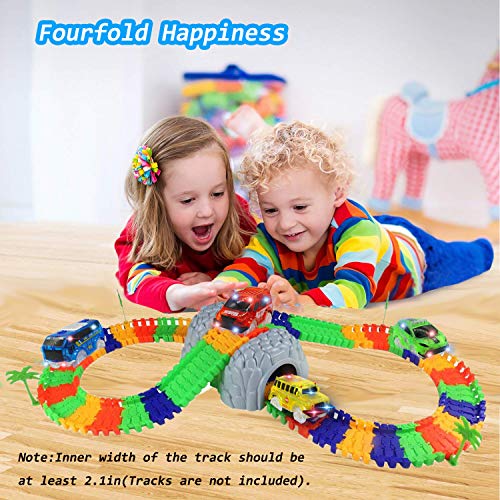 WenSha Track Cars, Toy Cars for Magic Tracks Glow in The Dark,Compatible with Most Tracks Light Up Replacement Car Toys, Glow in The Dark Car Tracks Accessories with 5 Flashing LED Lights, ( 4 Pack ) - Thumbnail 3