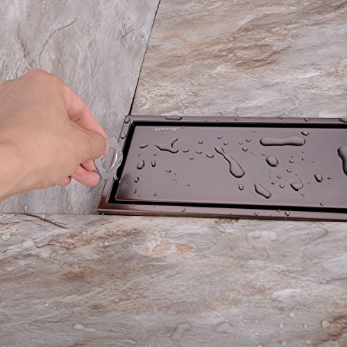 HANEBATH 12inch Linear Shower Floor Drain with Tile Insert Grate Oil Rubbed Bronze Buy