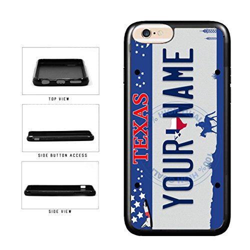 BleuReign(TM) Personalized Custom Name Texas State License Plate TPU RUBBER SILICONE Phone Case Back Cover For Apple iPhone 8 Plus and iPhone 7 Plus