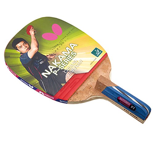 Butterfly Nakama P-7 Table Tennis Racket with 2 Balls - Japanese Penhold Blade - Wakaba 1.9mm Rubbers - ITTF Approved