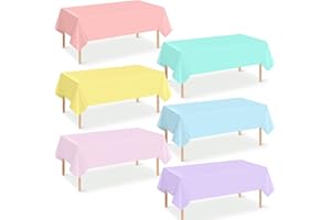 YIDAKO 6Pcs Pastel Tablecloths, Rainbow Mix Color Plastic Tablecloth Disposable Rectangle Table Covers for Baby Shower,Bridal,Wedding, Easter,Birthday and Ice Cream Party Decoration, 54 x 108 Inch