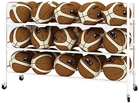 ボール整理カゴ ローリングキャスター付きの頑丈なアイアンスポーツボールラック 30 48個のバスケットボールを収納可能 体育館 クラブ ホームガレージ用の大型ボール収納カート Color White 買取 117 38 91cm Size