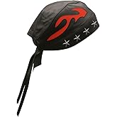 Sheep Leather Skull caps in Black Sweat Head Wraps Studded Skull Cap Bandana Style in Real Do Du Rag Leather Doo Rag Motorcycle Biker Cap Black/RED Flame ICE Club Shop