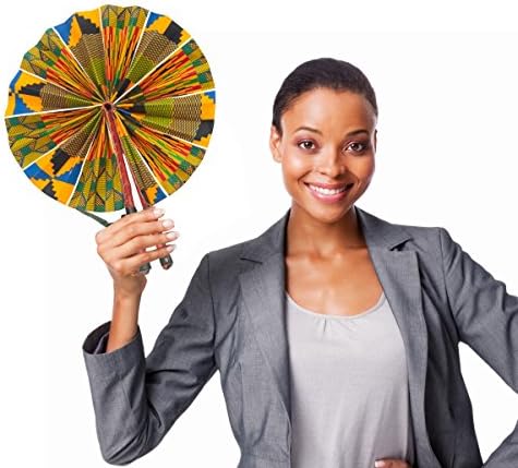 ADVANSYNC Folding African Print Hand Fan and Our Daily Bread Book Combo Pack (Zest)