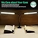 DZLight Dual Head Clip on LED Desk Light, 3 Modes, 5-Level Dimmer, Flexible for Dorm Room, Computer, Piano, Kids