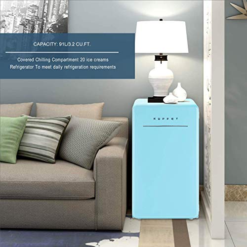 KUPPET Retro Mini Fridge Compact Refrigerator with Covered Chiller