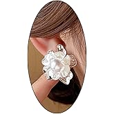 Vintage Pearl Flower Studs Earrings for Women,14K Gold Exaggerated Statement Earrings Jewelry for Gifts Party Prom,Chunky Flora Stud Earrings