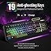 RGB LED Backlit Gaming Keyboard with Anti-ghosting, Light up Keys Multimedia Control, USB Wired Waterproof Metal Keyboard for PC Games Office (Cool Black)thumb 4