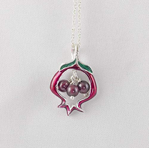 image for Enamel Jewelry Boutique Pendant Pomegranate Garnet Seeds,Green Burgund