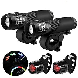 Blinkle Bike Light Set B001 LED Batteries Powered Safety Bicycle Lights Kit（2 Front Light/3 Wheel Light /2 Taillight）