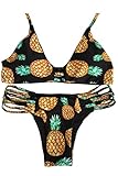 Cupshe Fashion Women's Pineapple Halter Padding Bikini Bathing Suit