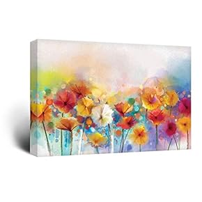 Canvas Wall Art - Watercolor Style Various Colord Flowers - Giclee Print Gallery Wrap Modern Home Art Ready to Hang - 12x18 inches