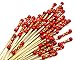 PuTwo Cocktail Picks Handmade Toothpicks 4.7” 100ct Red Beads with Rope
