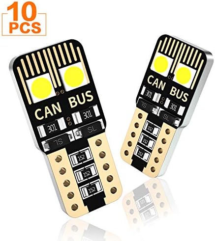 194 LED Bulb Canbus Error Free 6000K Xenon White Super Bright 3030 Chipsets 168 2825 175 T10 W5W LED Replacement Bulbs for Car Dome Map Door Courtesy License Plate Lights(Non-polar)