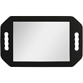 Hairdressing Foam Mirror with Double Handle - Black Handheld Lightweight Mirror for Barbers and Hair Salons - Back of Head Haircuts View Mirrors