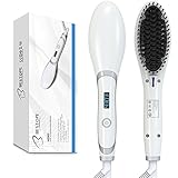BESTOPE Hair Straightener Brush Anion Ceramic Heating Electric Straightening Brush With Anti-Scald Straightener Brush for Silky Straighten Brush（6 Temp Levels, Max 430°F）