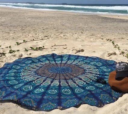 Round Chiffon Aztec Print Beach Throw (blue)