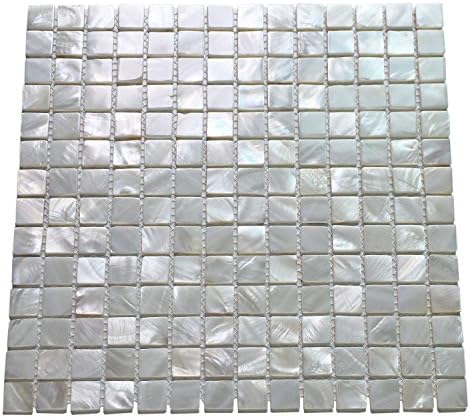 DHOKAS MOSAIC Oyster white Mother of Pearl Square Shell Mosaic for Kitchen Backsplashes, Bathroom Walls, Spa Tile, Pool Tile(10Pcs)