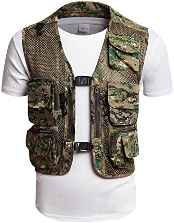 Men's Mesh Breathable Camouflage Photographer Fishing Vest Army Green US XL