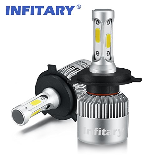 Infitary H4 LED Headlight Bulbs Hi/Lo beam Auto headlamp, Dual Beam Head Light, 72W 6500K 8000LM Extremely Super Bright COB Chips Conversion Kit for Car- 1 Pair- 1 Year Warranty (H4/9003/HB2 Hi/Lo)